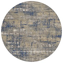 Machine Washable Indoor/Outdoor Chantille Navy 8' x 8' Round Rug