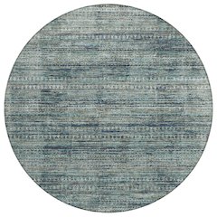 Machine Washable Indoor/Outdoor Chantille Teal 8' x 8' Round Rug