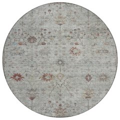 Machine Washable Indoor/Outdoor Chantille Gray 8' x 8' Round Rug