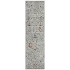Machine Washable Indoor/Outdoor Chantille Gray 2'3" x 7'6" Runner Rug