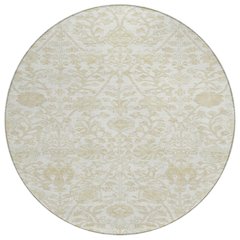 Machine Washable Indoor/Outdoor Chantille Ivory 8' x 8' Round Rug