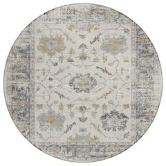 Machine Washable Indoor/Outdoor Chantille Ivory 8' x 8' Round Rug