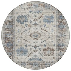 Machine Washable Indoor/Outdoor Chantille Putty 8' x 8' Round Rug