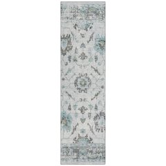 Machine Washable Indoor/Outdoor Chantille Teal 2'3" x 7'6" Runner Rug