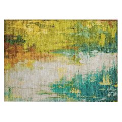 Machine Washable Indoor/Outdoor Chantille Green 1'8" x 2'6" Rug