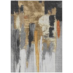 Machine Washable Indoor/Outdoor Chantille Black 2'6" x 3'10" Rug