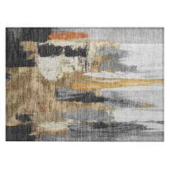 Machine Washable Indoor/Outdoor Chantille Black 1'8" x 2'6" Rug