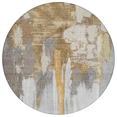 Machine Washable Indoor/Outdoor Chantille Ivory 8' x 8' Round Rug