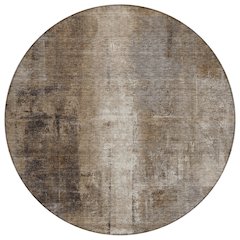 Machine Washable Indoor/Outdoor Chantille Brown 8' x 8' Round Rug