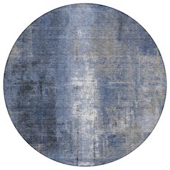Machine Washable Indoor/Outdoor Chantille Navy 8' x 8' Round Rug