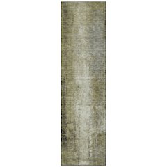 Machine Washable Indoor/Outdoor Chantille Olive 2'3" x 7'6" Runner Rug