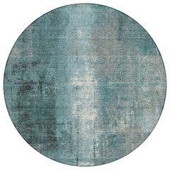 Machine Washable Indoor/Outdoor Chantille Teal 8' x 8' Round Rug