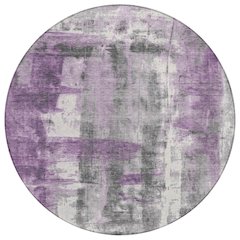 Machine Washable Indoor/Outdoor Chantille Purple 8' x 8' Round Rug