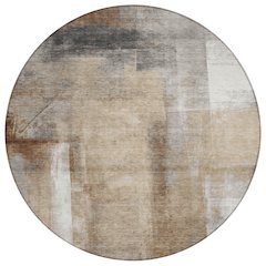 Machine Washable Indoor/Outdoor Chantille Beige 8' x 8' Round Rug