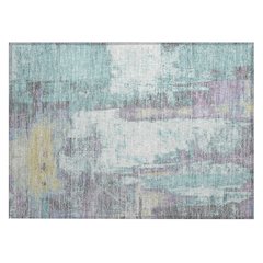 Machine Washable Indoor/Outdoor Chantille Teal 1'8" x 2'6" Rug