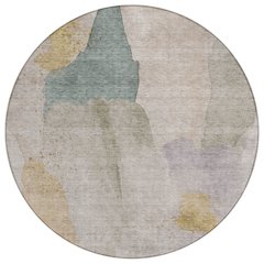 Machine Washable Indoor/Outdoor Chantille Beige 8' x 8' Round Rug