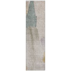Machine Washable Indoor/Outdoor Chantille Beige 2'3" x 7'6" Runner Rug