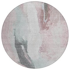 Machine Washable Indoor/Outdoor Chantille Blush 8' x 8' Round Rug