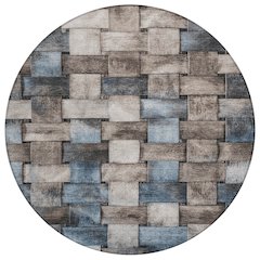 Machine Washable Indoor/Outdoor Chantille Taupe 8' x 8' Round Rug