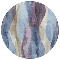 Machine Washable Indoor/Outdoor Chantille Denim 8' x 8' Round Rug