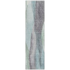 Machine Washable Indoor/Outdoor Chantille Teal 2'3" x 7'6" Runner Rug