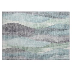 Machine Washable Indoor/Outdoor Chantille Teal 1'8" x 2'6" Rug