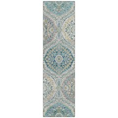 Machine Washable Indoor/Outdoor Chantille Teal 2'3" x 7'6" Runner Rug