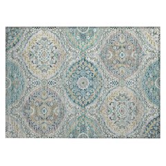Machine Washable Indoor/Outdoor Chantille Teal 1'8" x 2'6" Rug