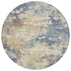 Machine Washable Indoor/Outdoor Chantille Gold 8' x 8' Round Rug