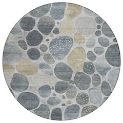 Machine Washable Indoor/Outdoor Chantille Pewter 8' x 8' Round Rug