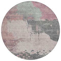 Machine Washable Indoor/Outdoor Chantille Blush 8' x 8' Round Rug