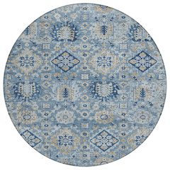 Machine Washable Indoor/Outdoor Chantille Denim 8' x 8' Round Rug