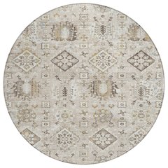 Machine Washable Indoor/Outdoor Chantille Linen 8' x 8' Round Rug