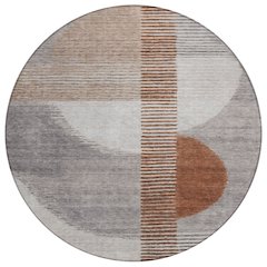 Machine Washable Indoor/Outdoor Chantille Taupe 8' x 8' Round Rug