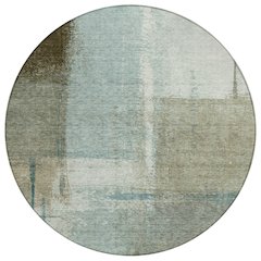 Machine Washable Indoor/Outdoor Chantille Seafoam 8' x 8' Round Rug