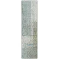 Machine Washable Indoor/Outdoor Chantille Seafoam 2'3" x 7'6" Runner Rug