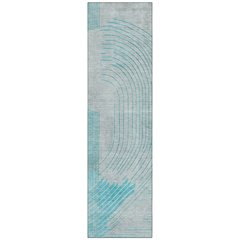 Machine Washable Indoor/Outdoor Chantille Teal 2'3" x 7'6" Runner Rug