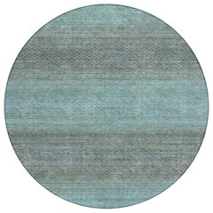 Machine Washable Indoor/Outdoor Chantille Teal 8' x 8' Round Rug