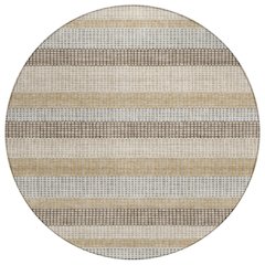 Machine Washable Indoor/Outdoor Chantille Beige 8' x 8' Round Rug