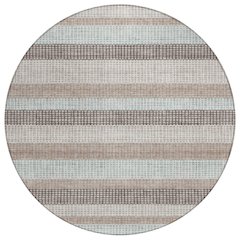 Machine Washable Indoor/Outdoor Chantille Taupe 8' x 8' Round Rug