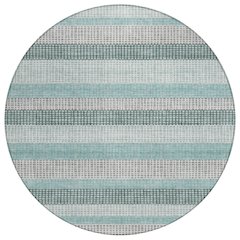 Machine Washable Indoor/Outdoor Chantille Teal 8' x 8' Round Rug