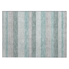 Machine Washable Indoor/Outdoor Chantille Teal 1'8" x 2'6" Rug