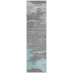 Machine Washable Indoor/Outdoor Chantille Teal 2'3" x 7'6" Runner Rug