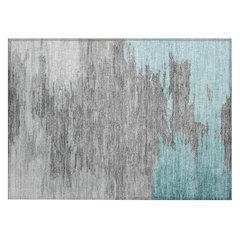 Machine Washable Indoor/Outdoor Chantille Teal 1'8" x 2'6" Rug
