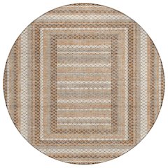 Machine Washable Indoor/Outdoor Chantille Chocolate 8' x 8' Round Rug