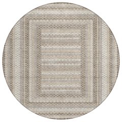 Machine Washable Indoor/Outdoor Chantille Taupe 8' x 8' Round Rug