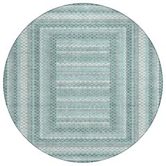 Machine Washable Indoor/Outdoor Chantille Teal 8' x 8' Round Rug