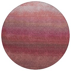 Machine Washable Indoor/Outdoor Chantille Red 8' x 8' Round Rug