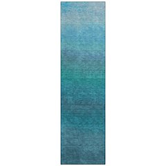 Machine Washable Indoor/Outdoor Chantille Teal 2'3" x 7'6" Runner Rug