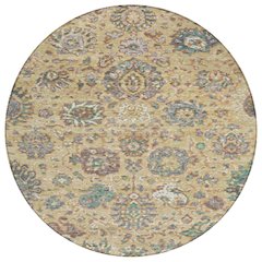 Machine Washable Indoor/Outdoor Chantille Gold 8' x 8' Round Rug